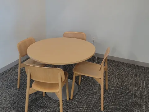 Photo of study room with table and chairs.
